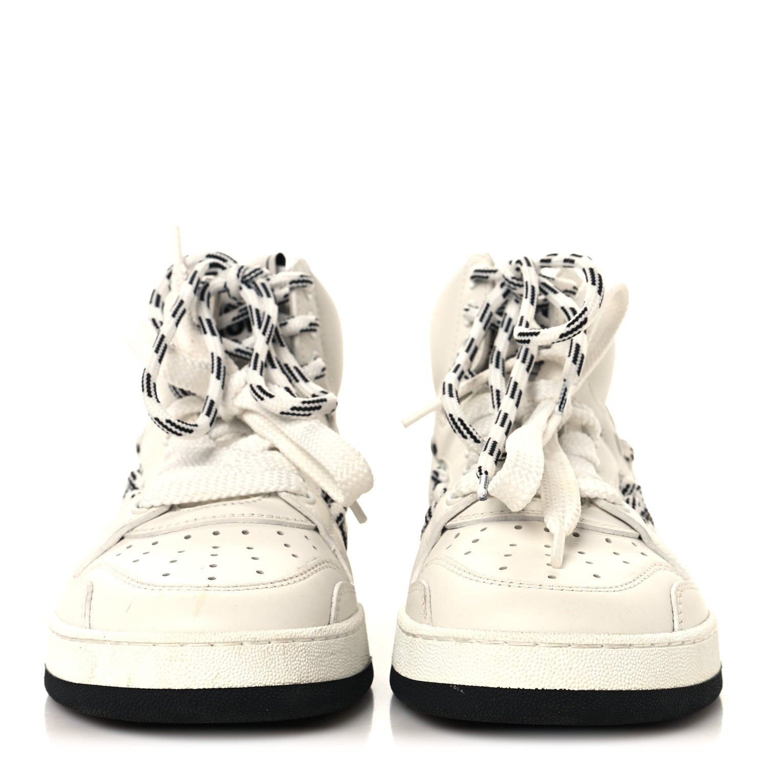 Christian Dior Calfskin Mesh Cutout High Top Sneakers 35 Black White 3 of 9