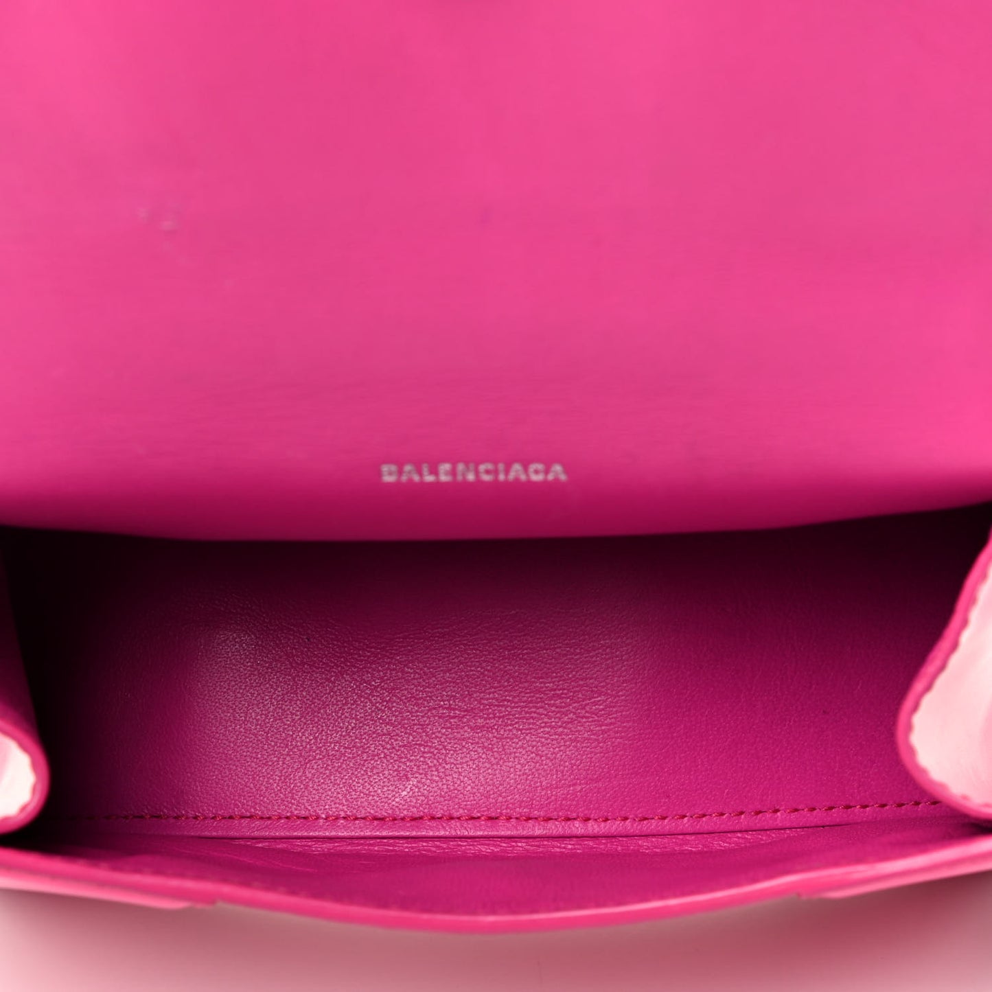 Shiny Box Calfskin Hourglass Top Handle Bag XS Fuchsia
