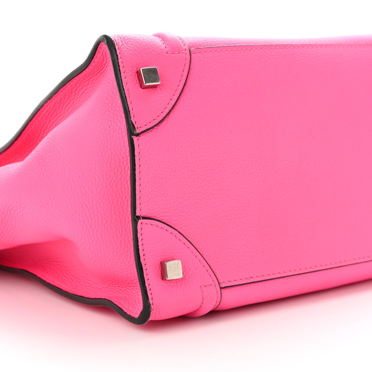 Drummed Calfskin Mini Luggage Fluo Pink