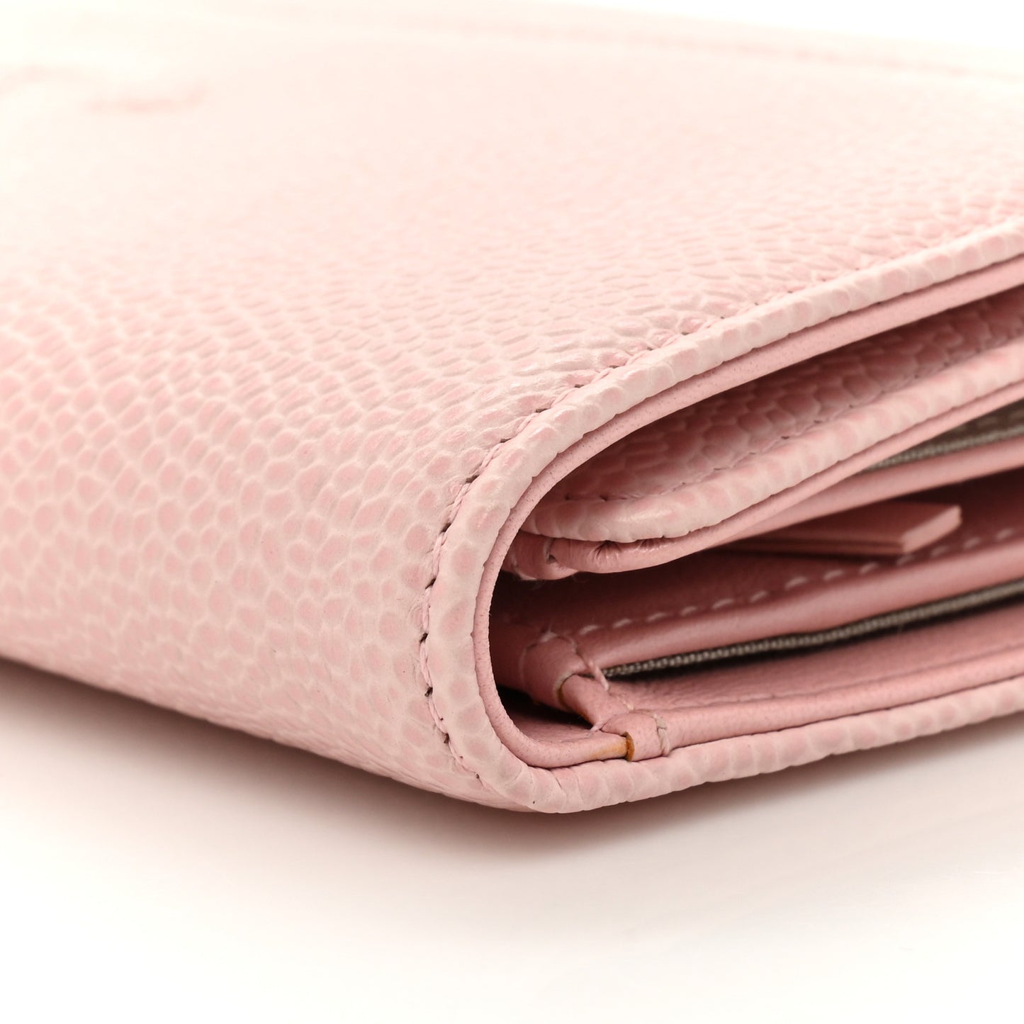 Caviar Timeless CC Large Gusset Flap Wallet Rose Pale