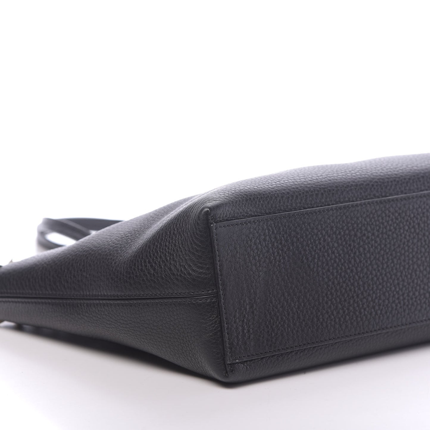 Grained Calfskin Small Rockstud Shoulder Tote Black