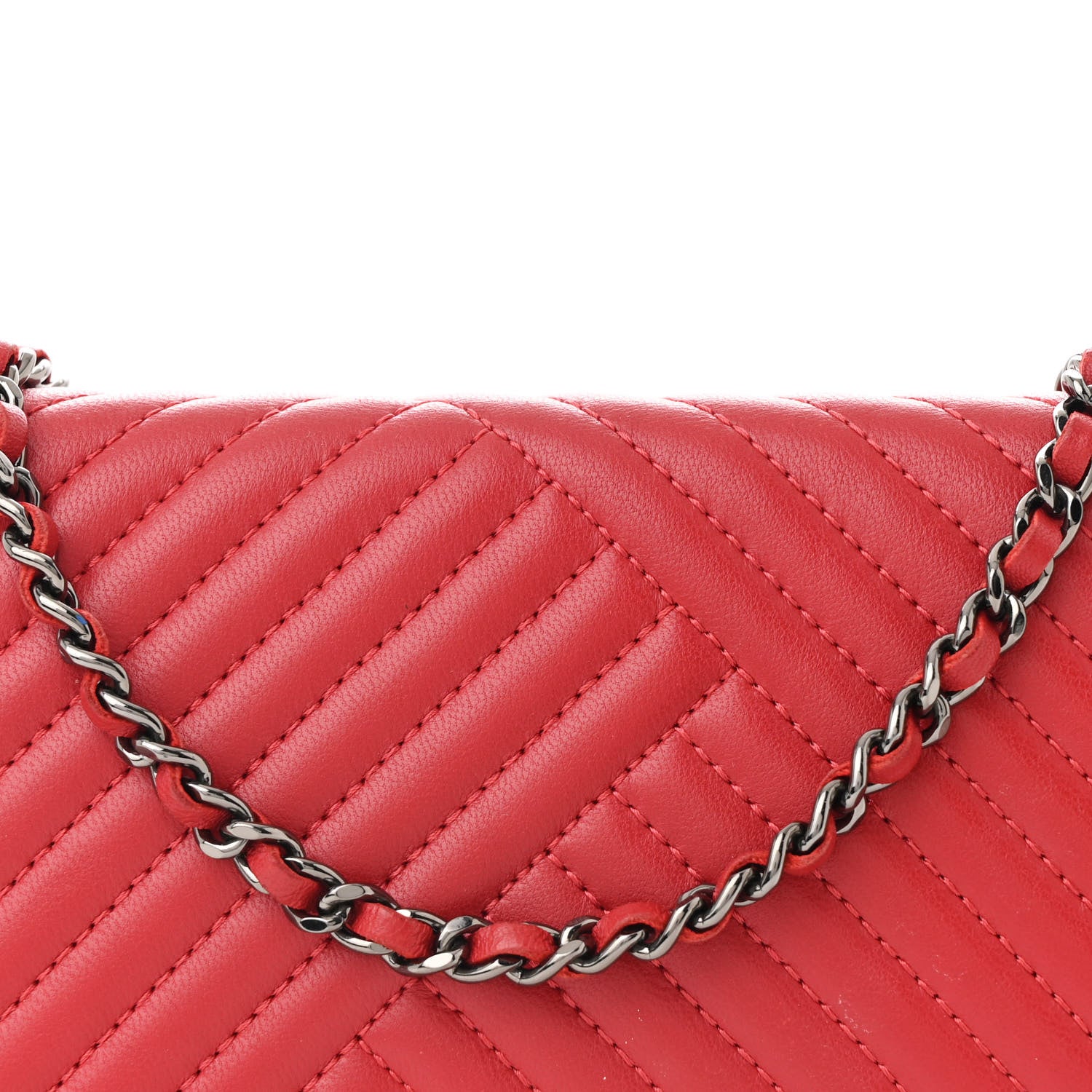 Chanel Lambskin Quilted CC Crossing Wallet On Chain WOC Red 9 of 13