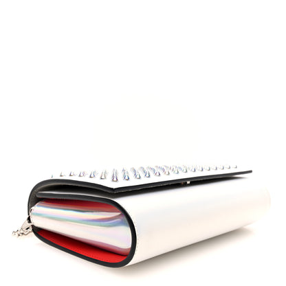 Christian Louboutin Metallic Calfskin Spikes Paloma Clutch Snow Silver 4 of 9