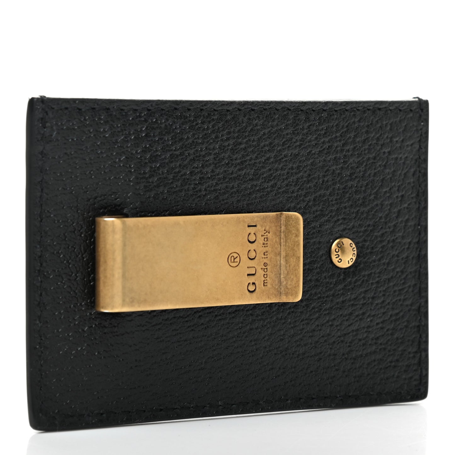 Calfskin Boar Effect GG Marmont Card Holder Money Clip Black