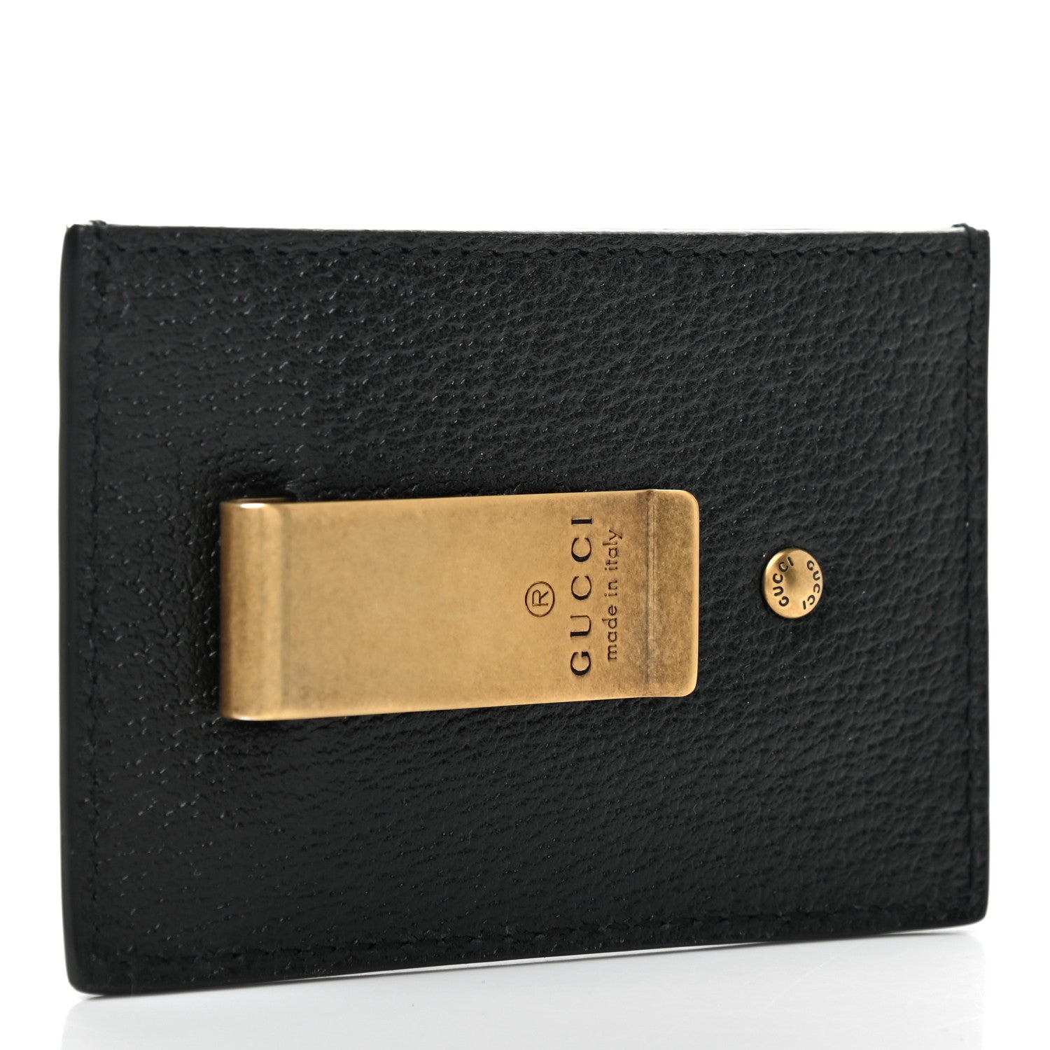 Gucci Calfskin Boar Effect GG Marmont Card Holder Money Clip Black 3 of 7
