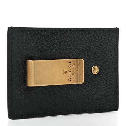Gucci Calfskin Boar Effect GG Marmont Card Holder Money Clip Black 3 of 7