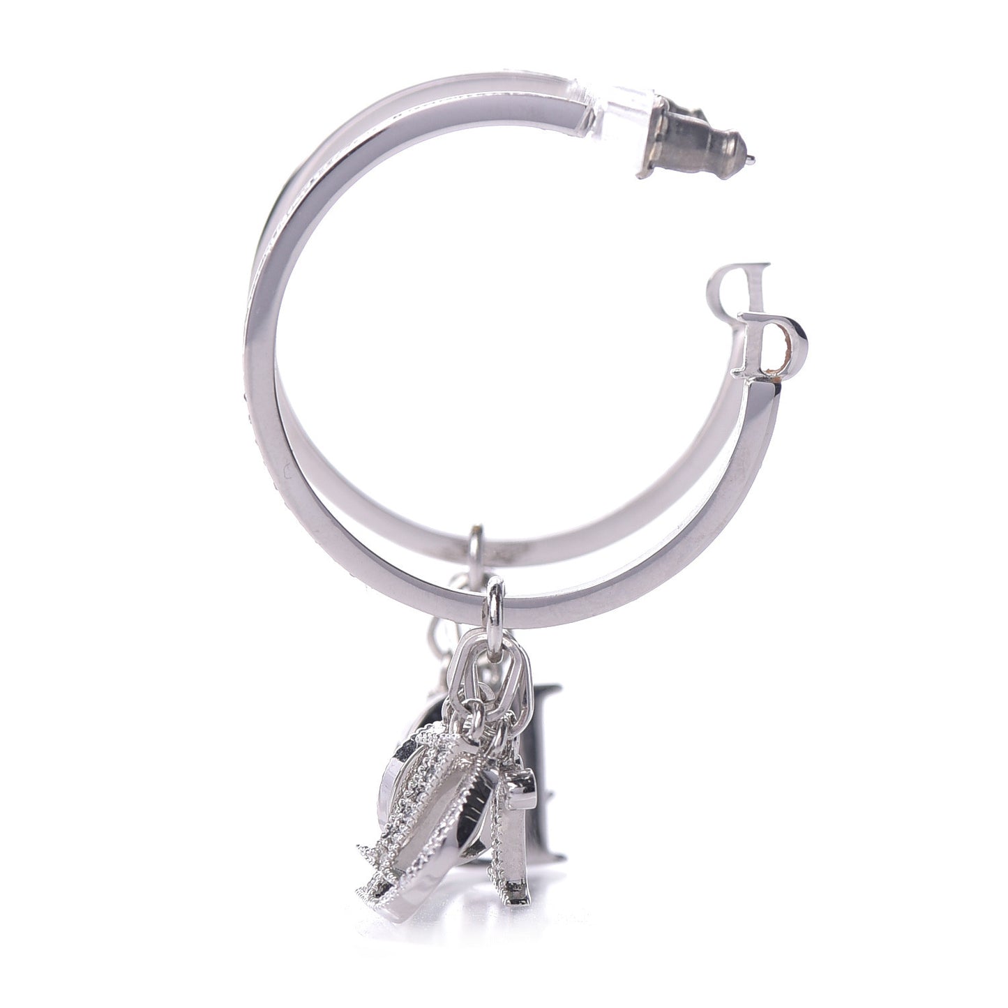Crystal Hoop Earrings Silver