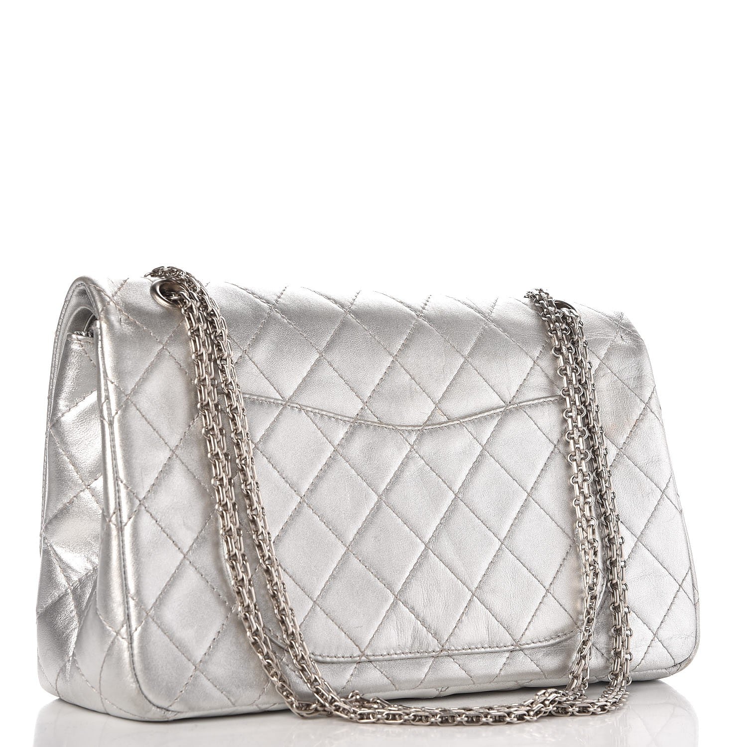Chanel Metallic Lambskin Quilted 2.55 Reissue 227 Flap Silver 4 of 12
