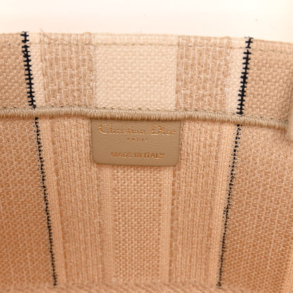 Christian Dior Canvas Embroidered Large Stripes Book Tote Beige 6 of 9