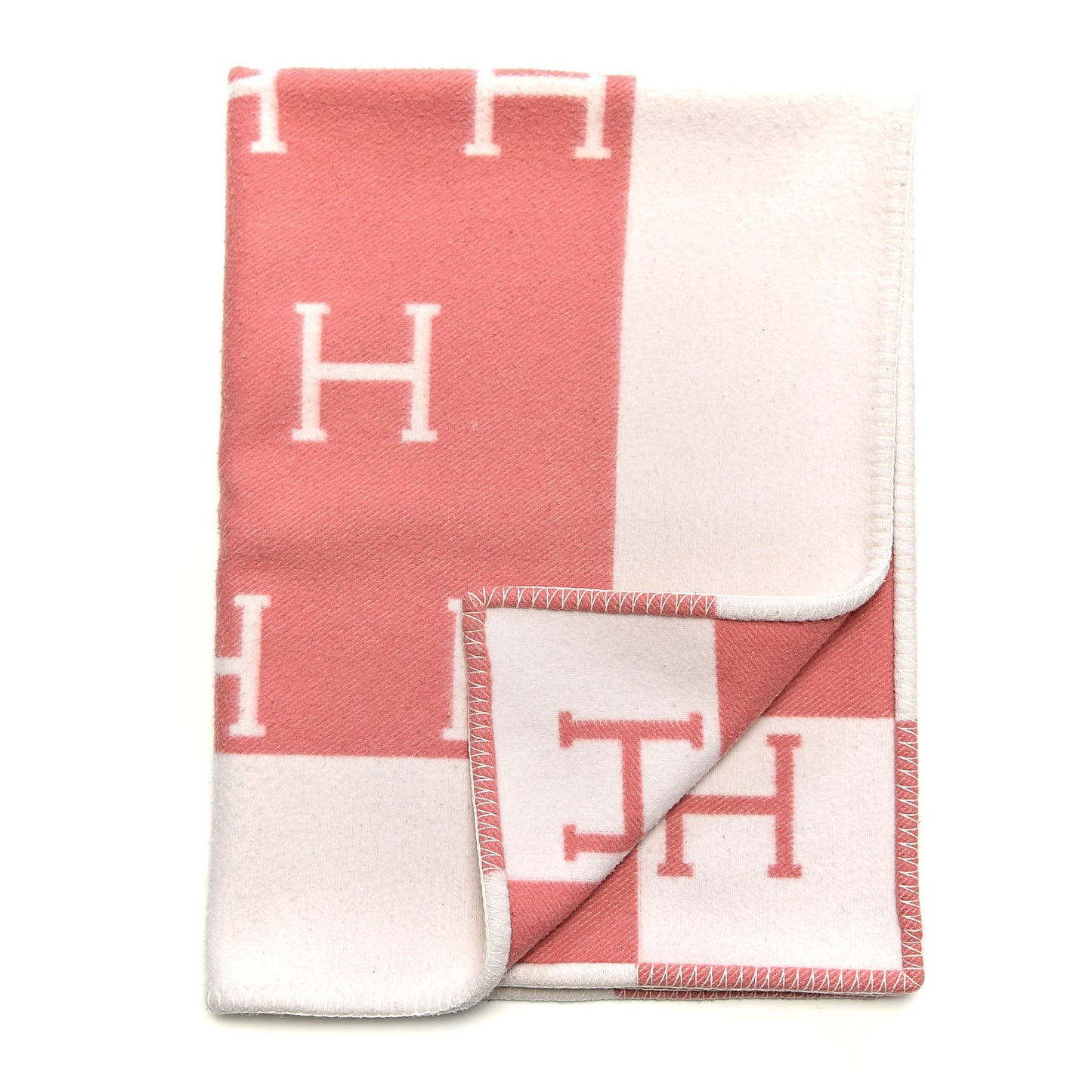 Wool Cashmere Avalon Baby Blanket Rose Airelle White