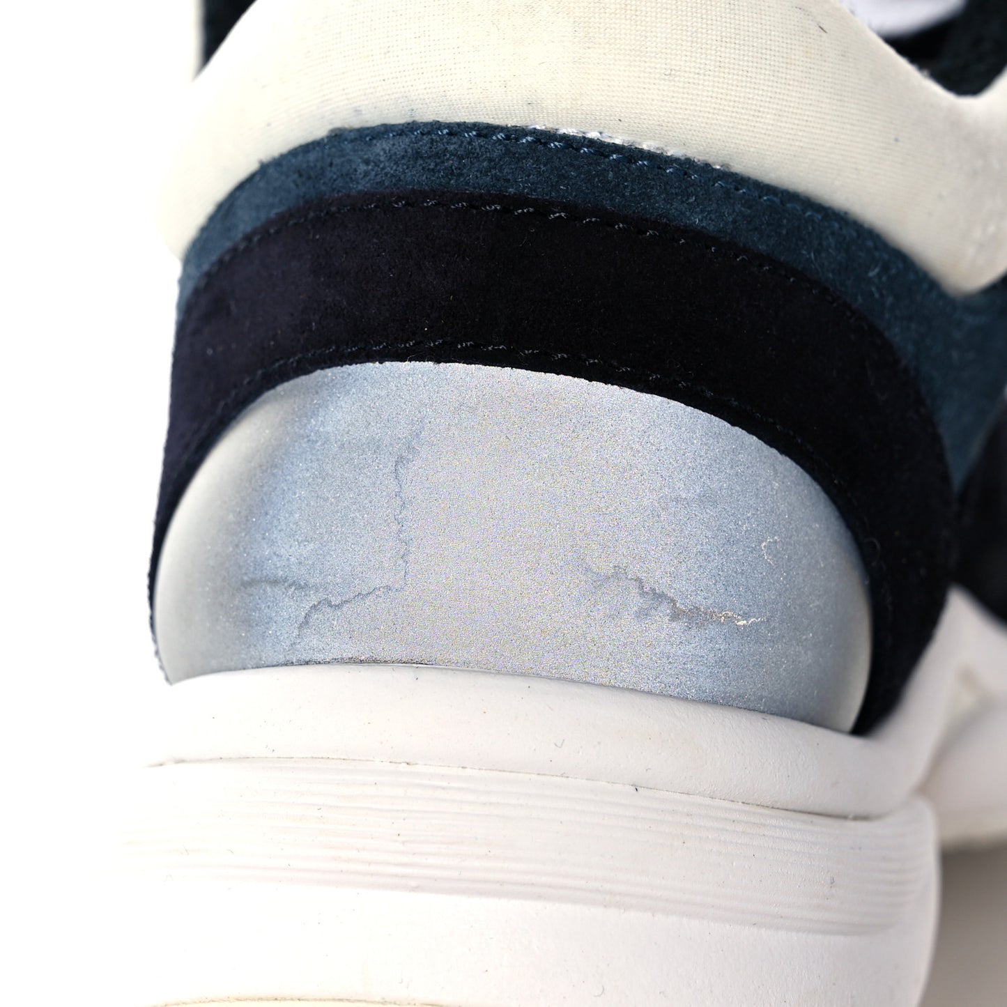 Nylon Calfskin Suede CC Womens Sneakers 36 Navy White Orange Black