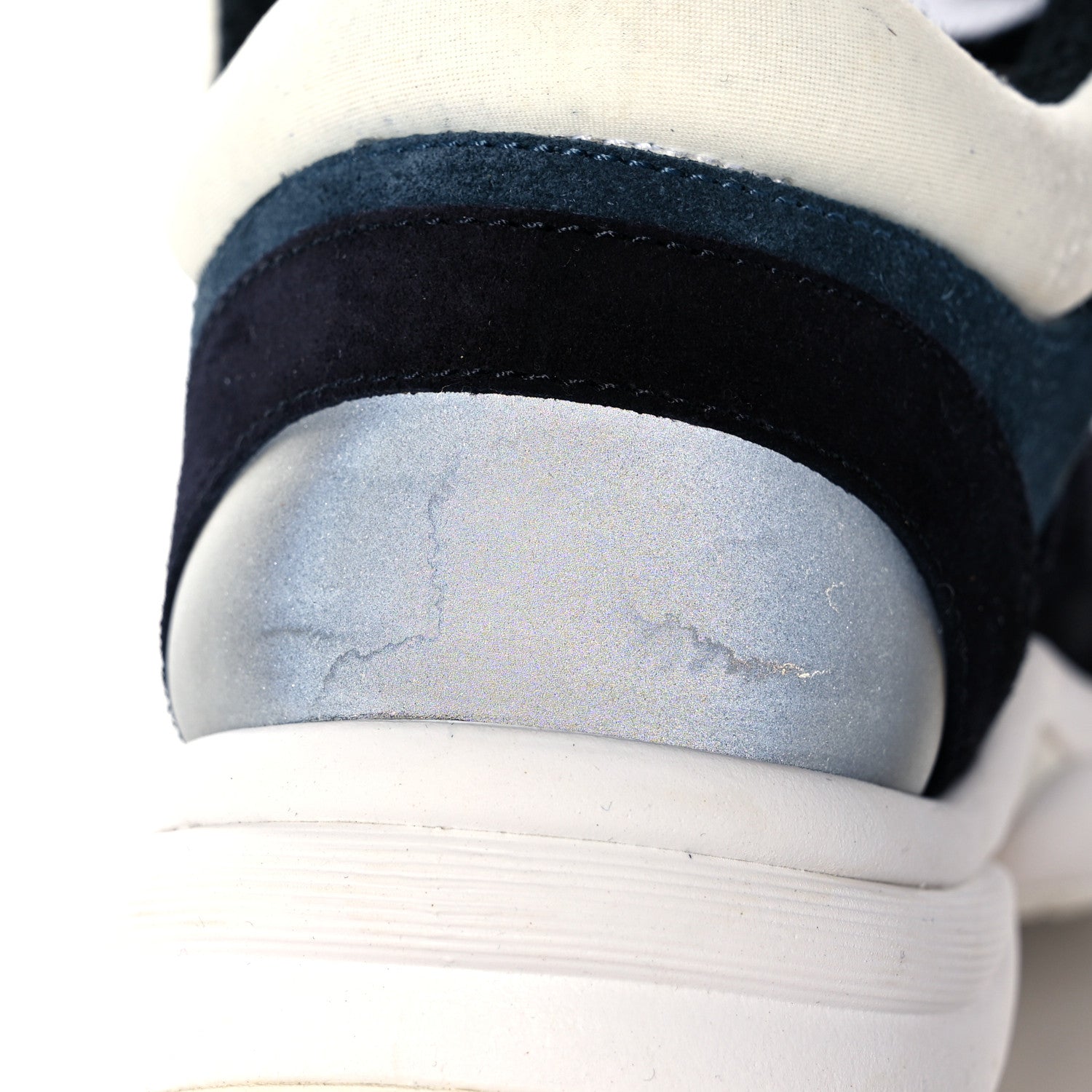 Chanel Nylon Calfskin Suede CC Womens Sneakers 36 Navy White Orange Black 9 of 9