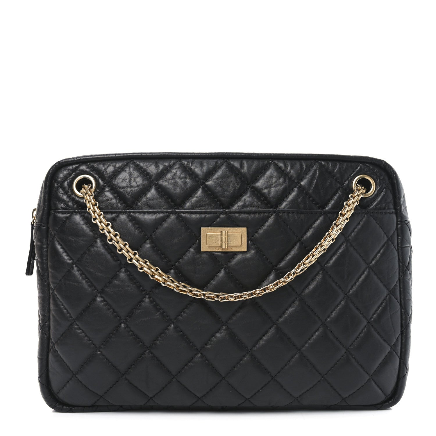 Chanel Aged Calfskin Quilted Large Reissue Camera Case Black 1 of 10