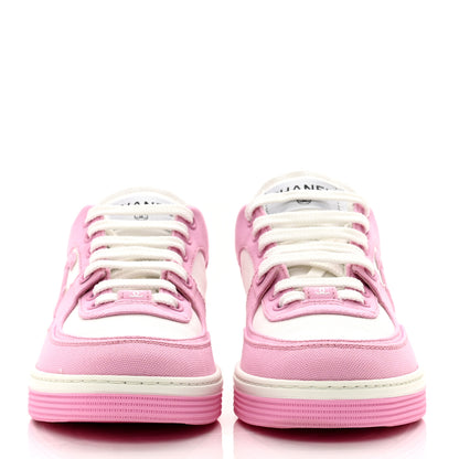 Chanel Cotton Sneakers 38.5 Pink White 2 of 9