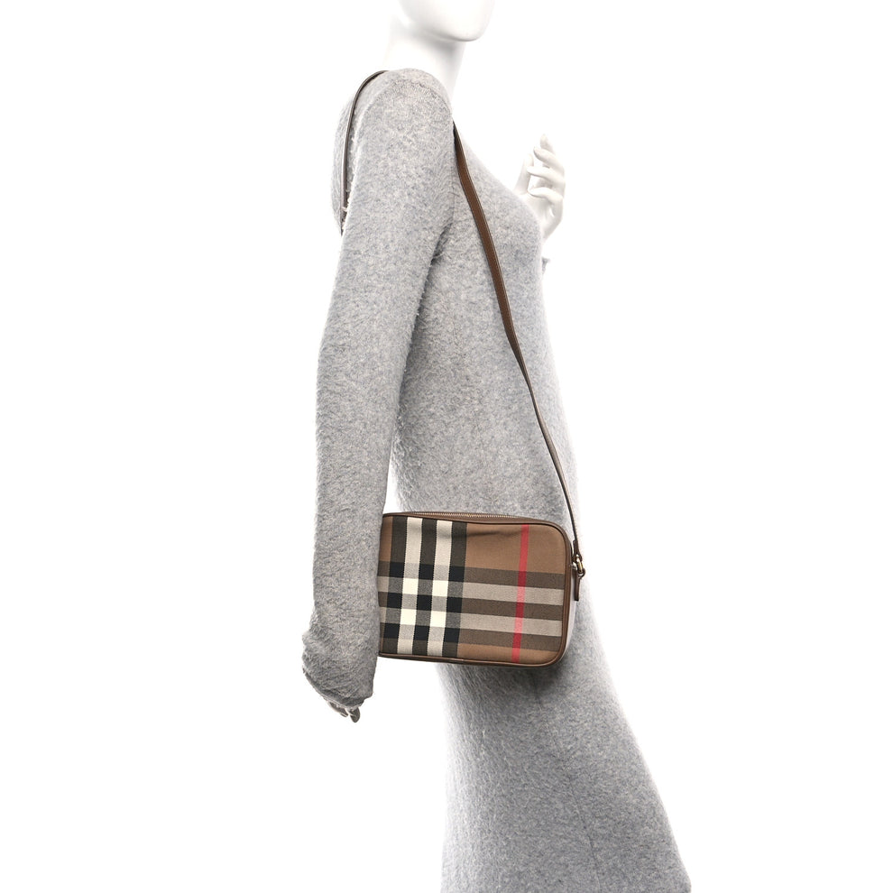 Burberry Calfskin House Check Camera Bag Earth 1828952 – FASHIONPHILE