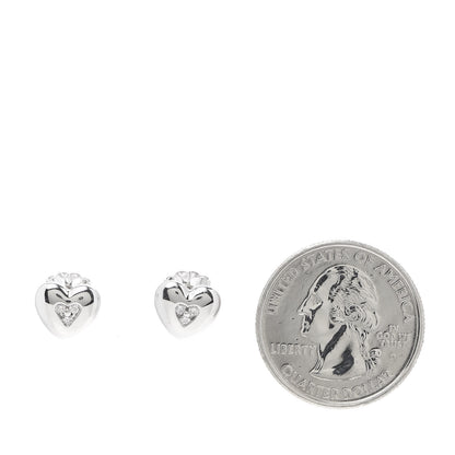 Tiffany 18K White Gold Diamond Heart Stud Earrings 2 of 5