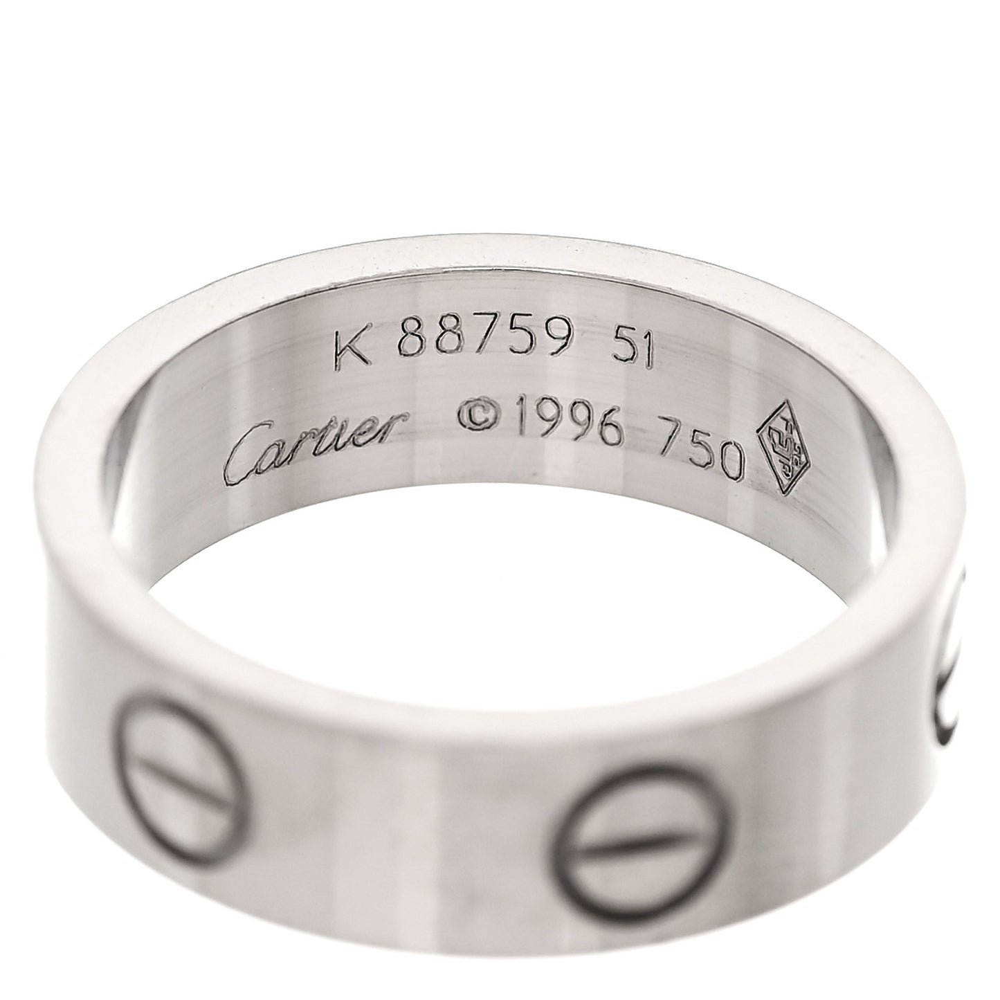 18K White Gold 5.5mm LOVE Ring 51 5.75