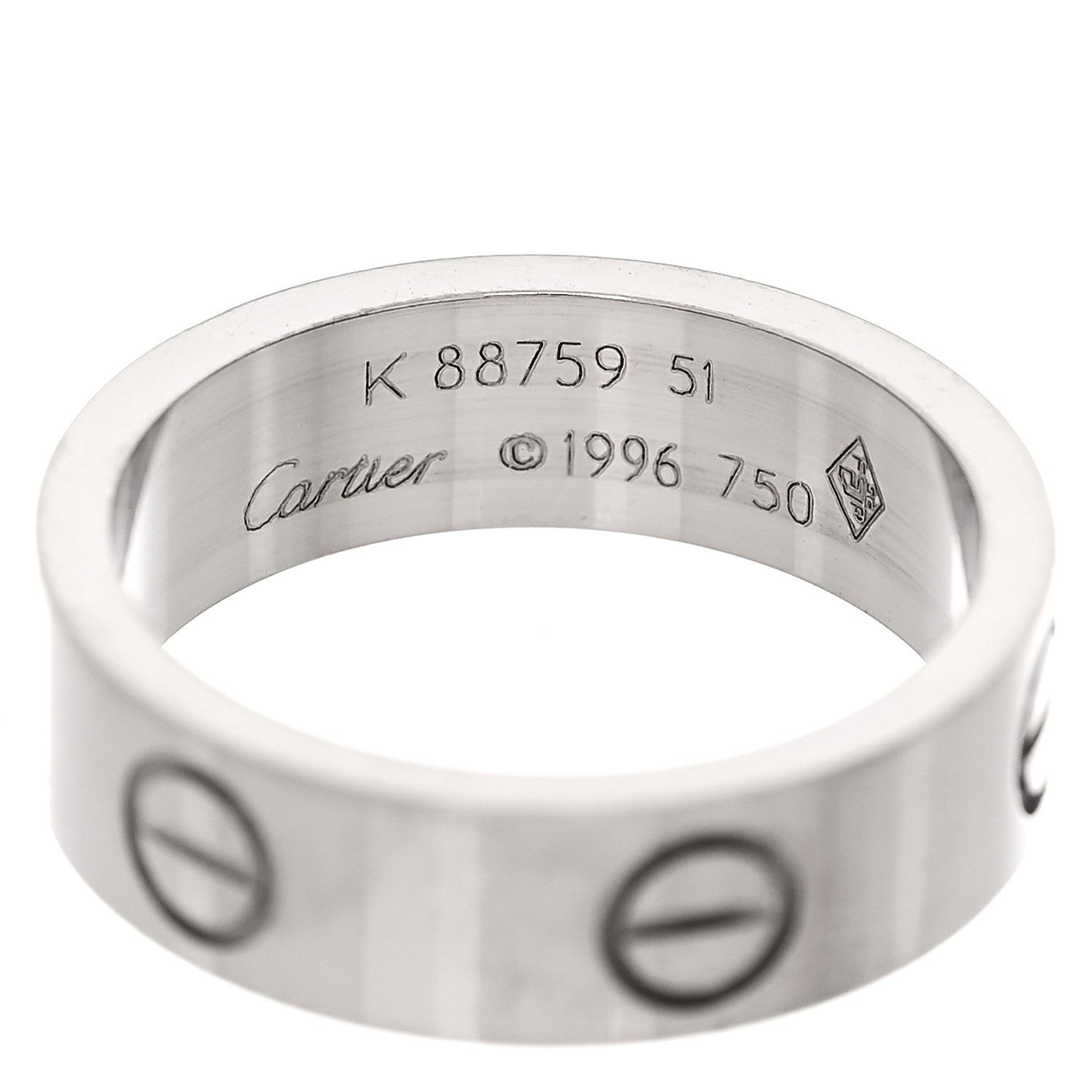 Cartier 18K White Gold 5.5mm LOVE Ring 51 5.75 4 of 4