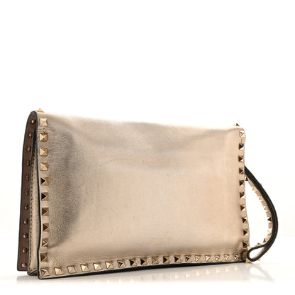 Valentino Garavani Metallic Nappa Rockstud Wristlet Clutch  Gold 3 of 12