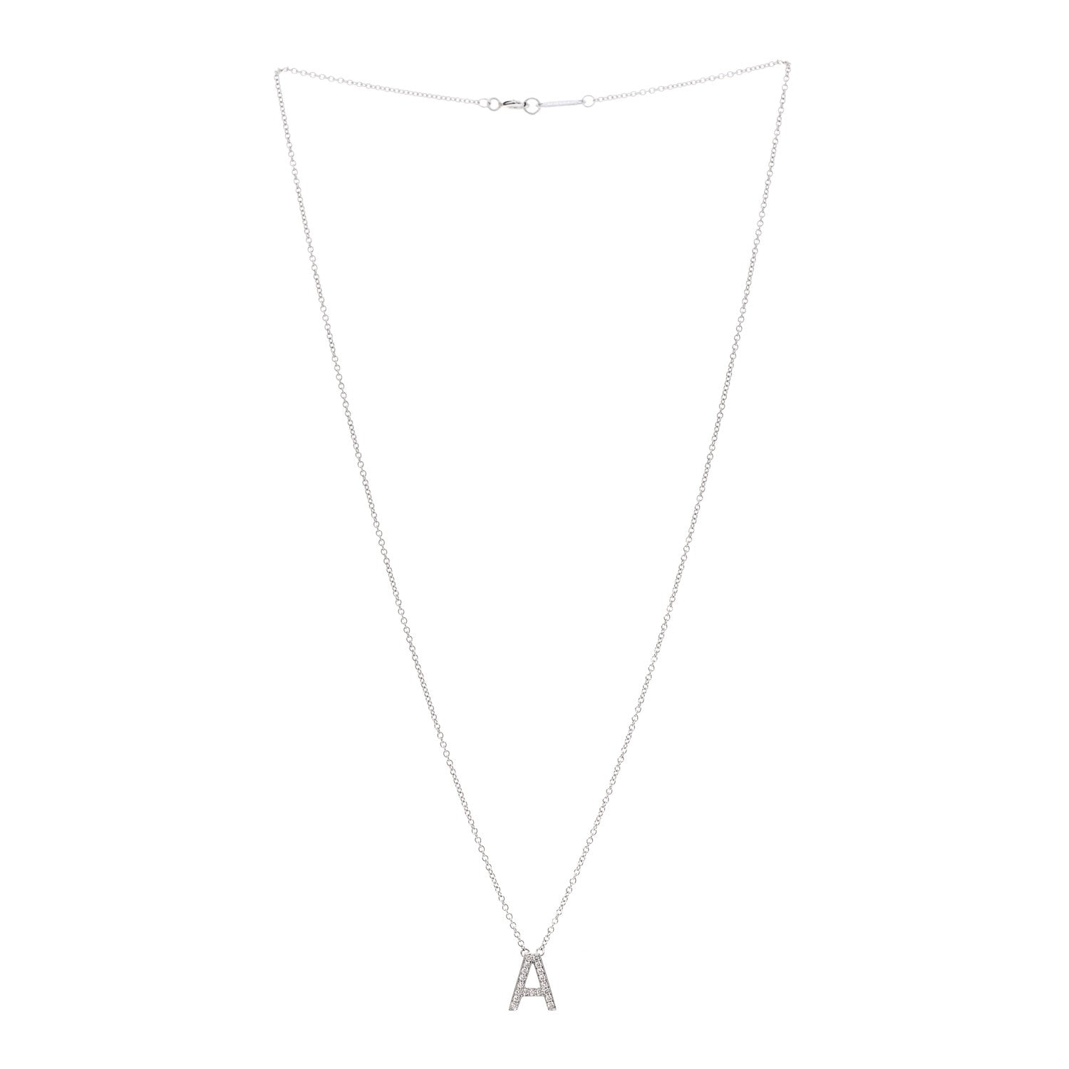 Tiffany Platinum Diamond Letters A Pendant Necklace 3 of 6