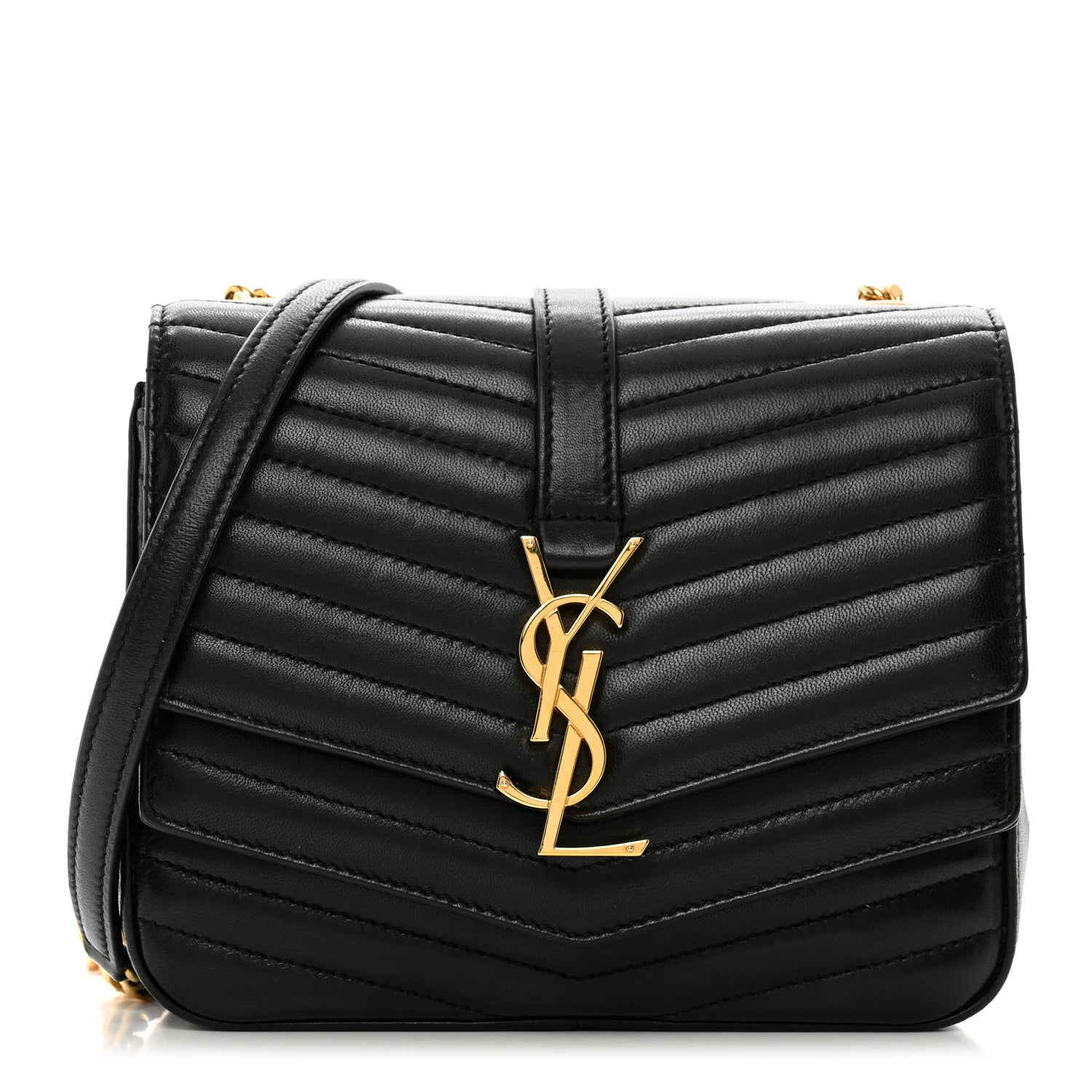 Saint Laurent Lambskin Matelasse Chevron Monogram Small Sulpice Bag Black 1 of 10