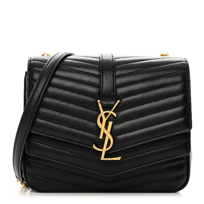 Saint Laurent Lambskin Matelasse Chevron Monogram Small Sulpice Bag Black 1 of 10