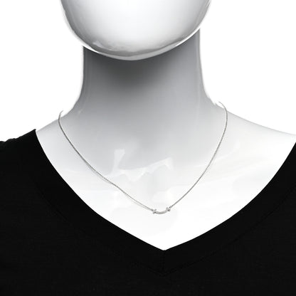 Tiffany 18K White Gold Diamond Mini T Smile Pendant Necklace 2 of 6