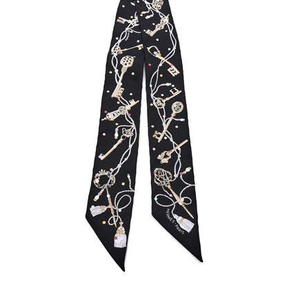Hermes Silk Les Cles A Pois Twilly Black Beige Rose Multicolor 2 of 4