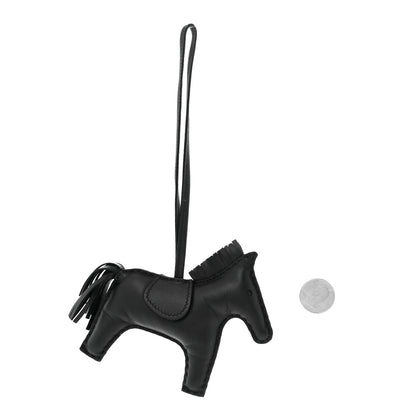 Hermes Milo Lambskin Grigri Rodeo Horse Bag Charm MM So Black 2 of 5