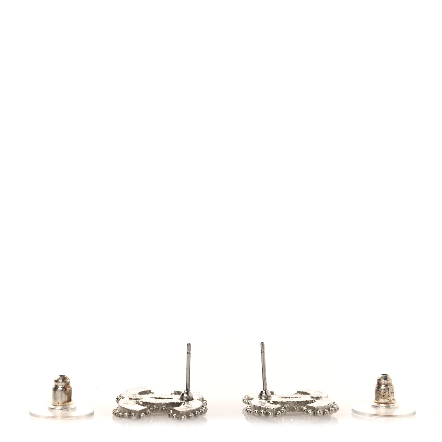 Chanel Metal Resin CC Earrings Black Silver 3 of 5