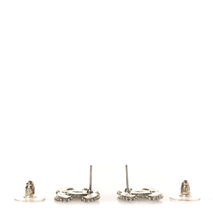 Chanel Metal Resin CC Earrings Black Silver 3 of 5