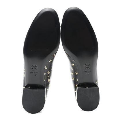 Chanel Lambskin Patent Calfskin Printed CC Cap Toe Ballerina Flats 40 Black Gold 5 of 8