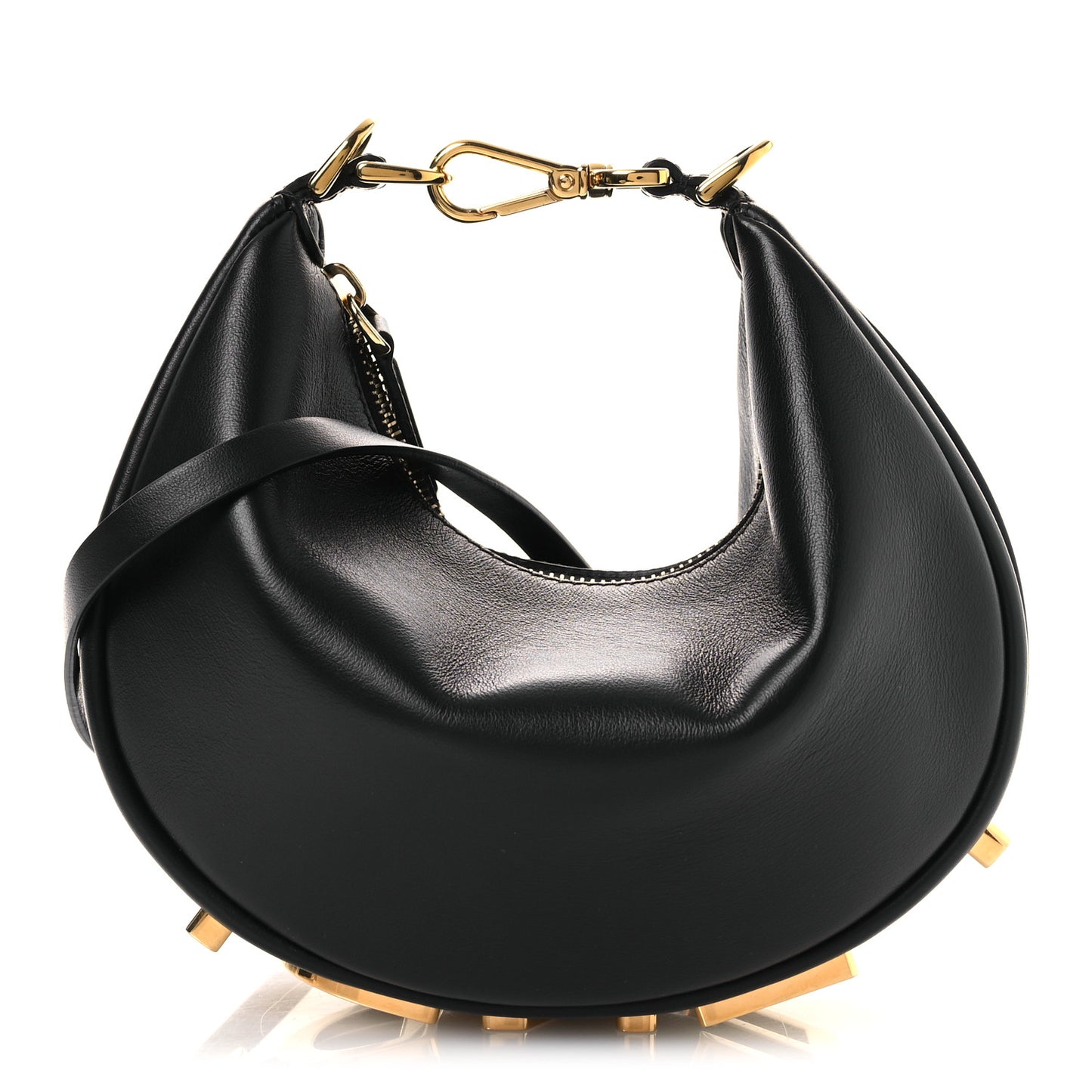 Vitello Grace Matte Mini Fendigraphy Hobo Bag Black