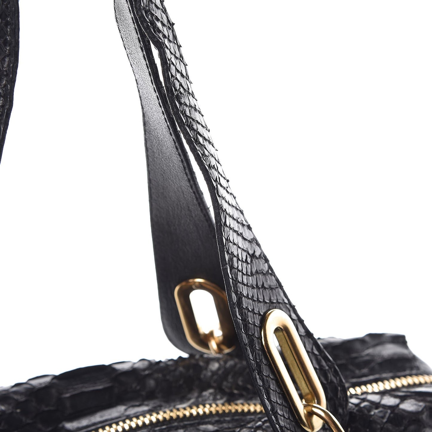 Python Calfskin Paraty East West Shoulder Bag Black