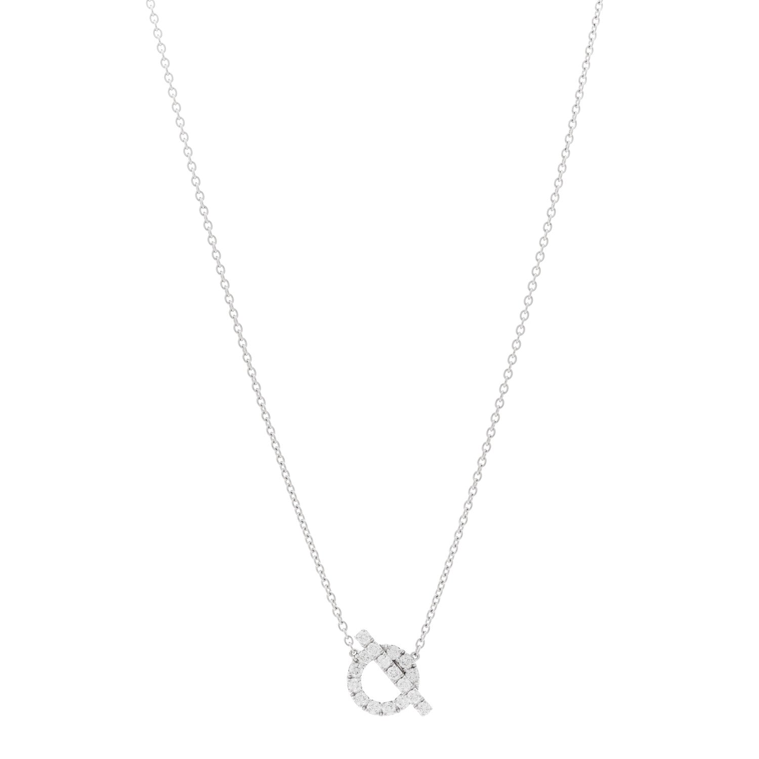 Hermes 18K White Gold Diamond Finesse Pendant Necklace 1 of 5
