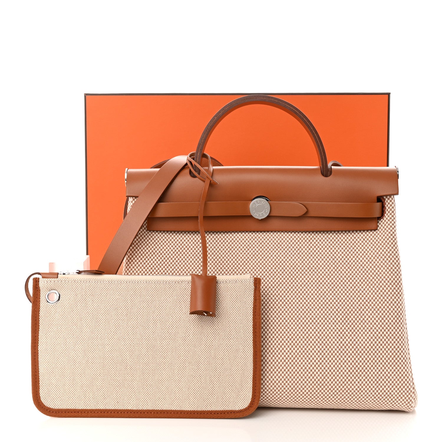 Hermes Vache Hunter Criss Viking Herbag Zip Retourne 31 PM Ecru Fauve 12 of 12