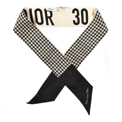 Christian Dior Silk 30 Montaigne Mitzah Scarf Black White 1 of 3