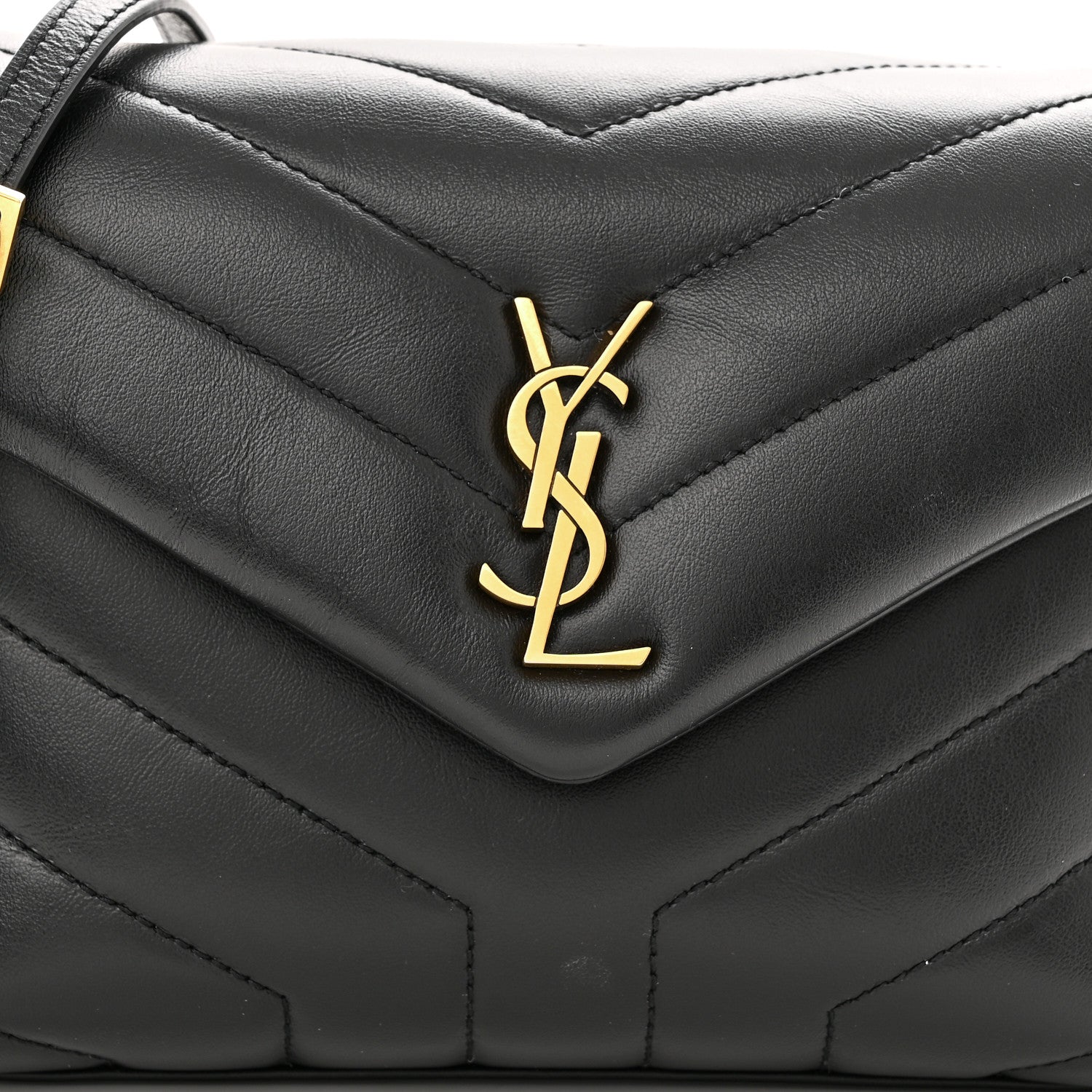Saint Laurent Calfskin Y Quilted Monogram Toy Loulou Crossbody Bag Black 8 of 12