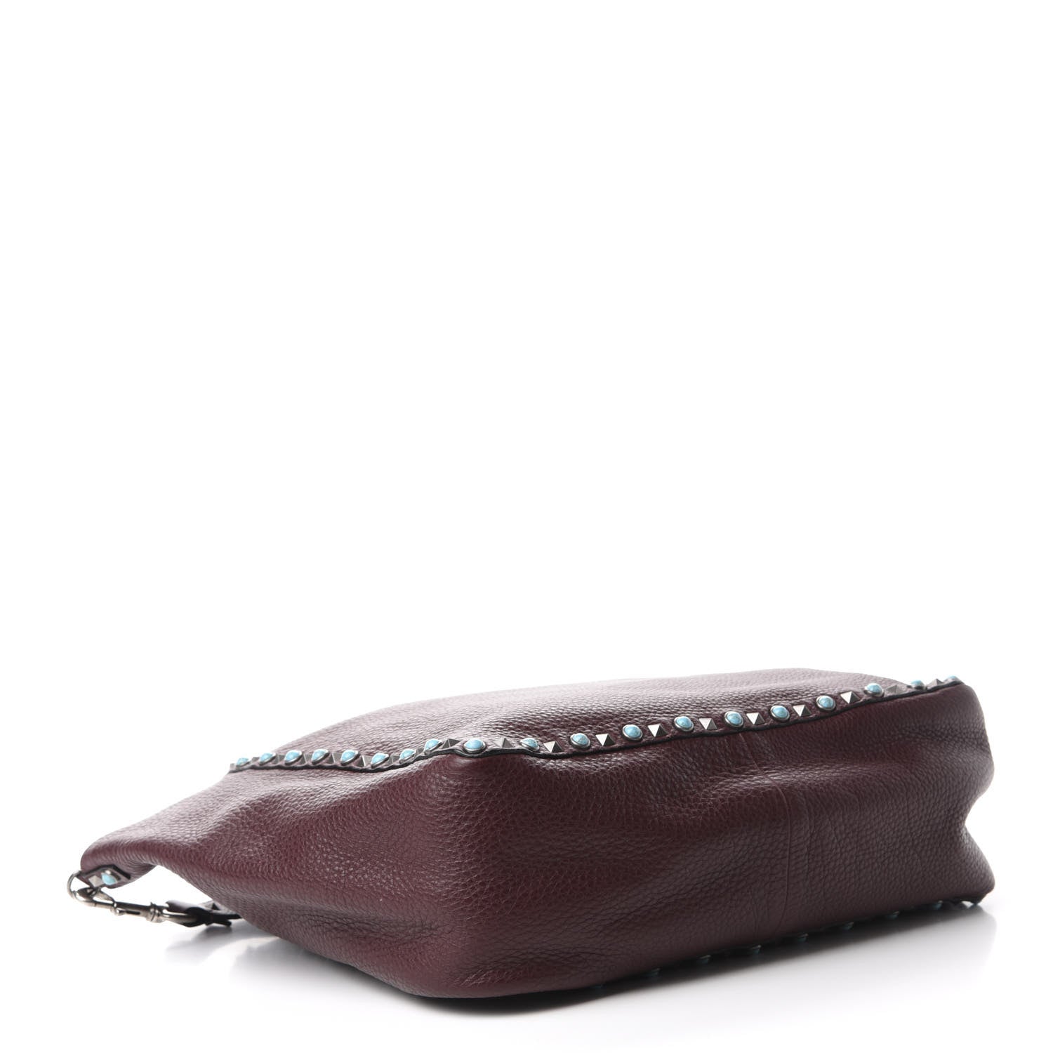 Valentino Garavani Stampa Alce Calfskin Medium Guitar Strap Rockstud Rolling Reversible Tote Wine Yellow 5 of 18