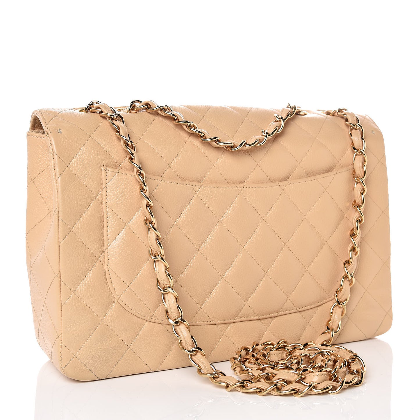 Caviar Quilted Jumbo Single Flap Beige Clair