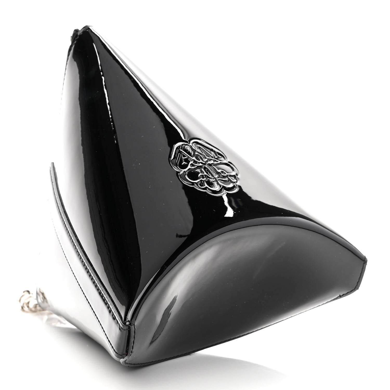 Alexander McQueen Patent Calfskin The Curve Pouch Black 4 of 9