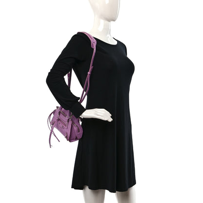 Balenciaga Calfskin Crocodile Embossed Neo Classic Silver Hardware Nano City Crossbody Lilac 3 of 8