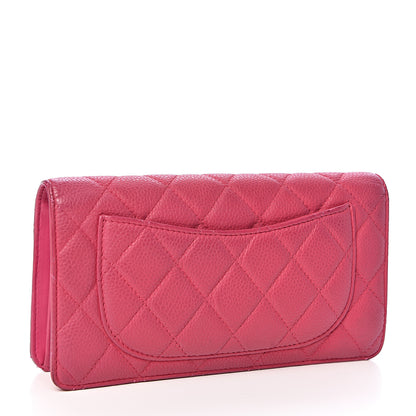 Chanel Iridescent Caviar Quilted Yen Wallet Pink 3 of 10