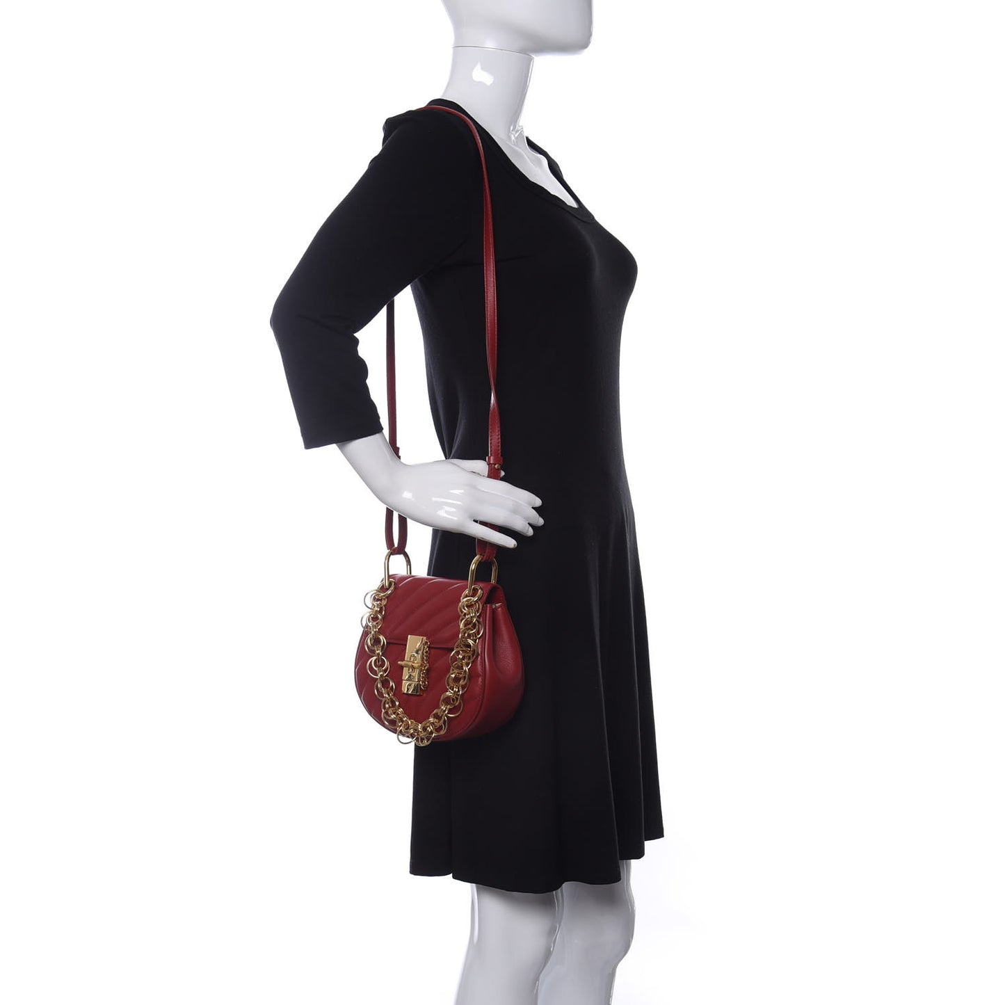 Calfskin Quilted Mini Drew Bijou Shoulder Bag Dahlia Red