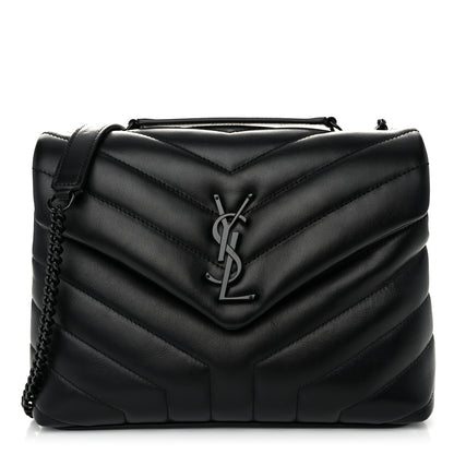 Saint Laurent Calfskin Y Quilted Monogram Monochrome Small Loulou Chain Satchel Black 1 of 11
