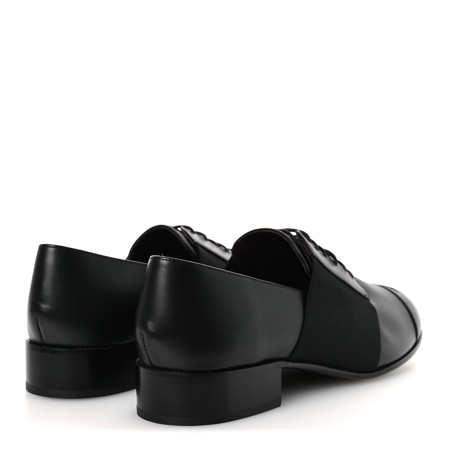 Chanel Calfskin Elastic Lace Up Cap Toe CC Loafers 42 Black 5 of 11