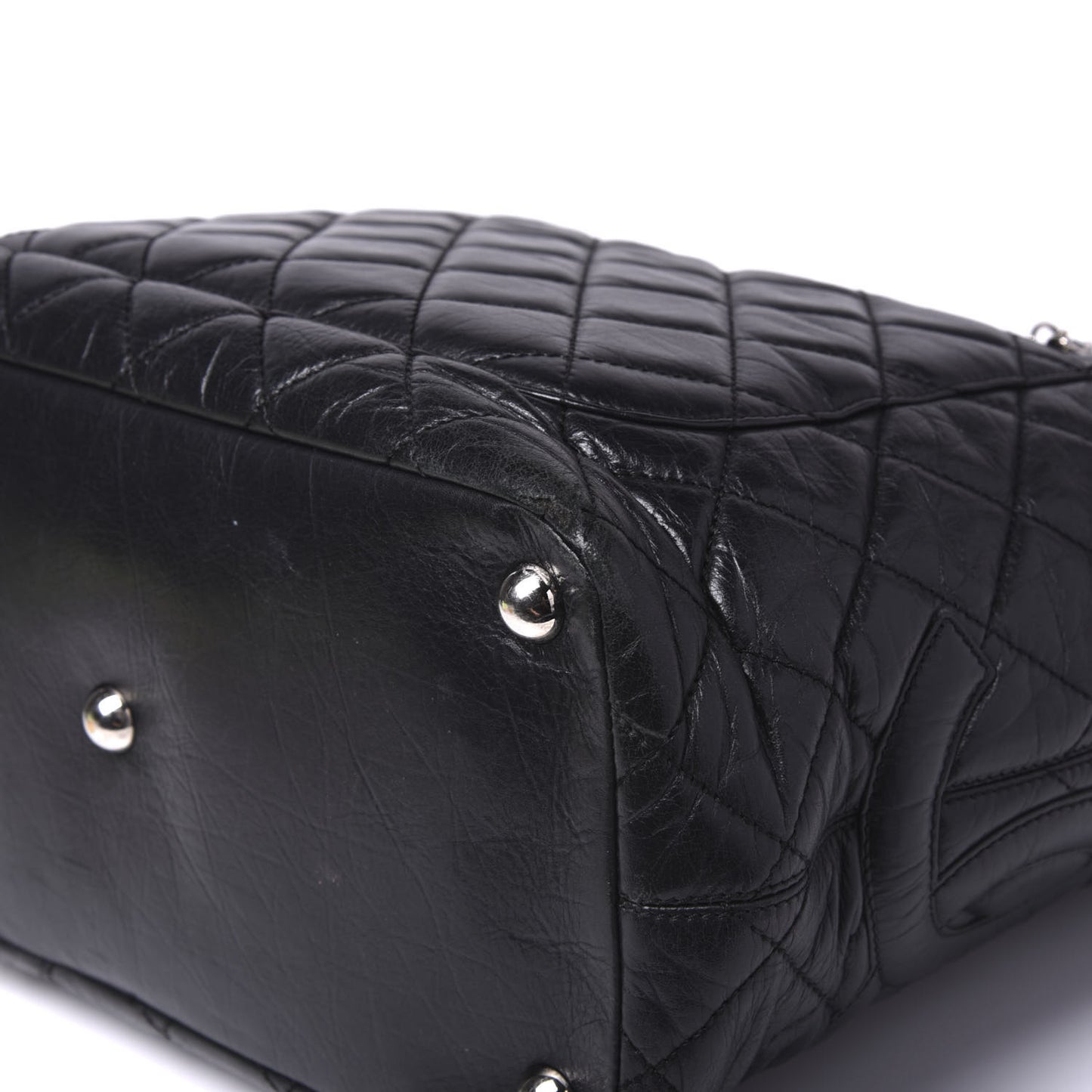 Aged Calfskin Quilted Large Cotton Club Tote Black