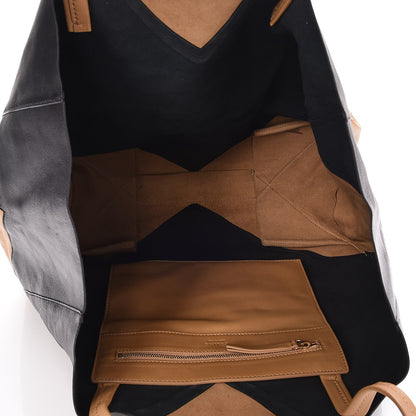 Celine Lambskin Horizontal Bi-Color Coeur Cabas Camel Black 5 of 6