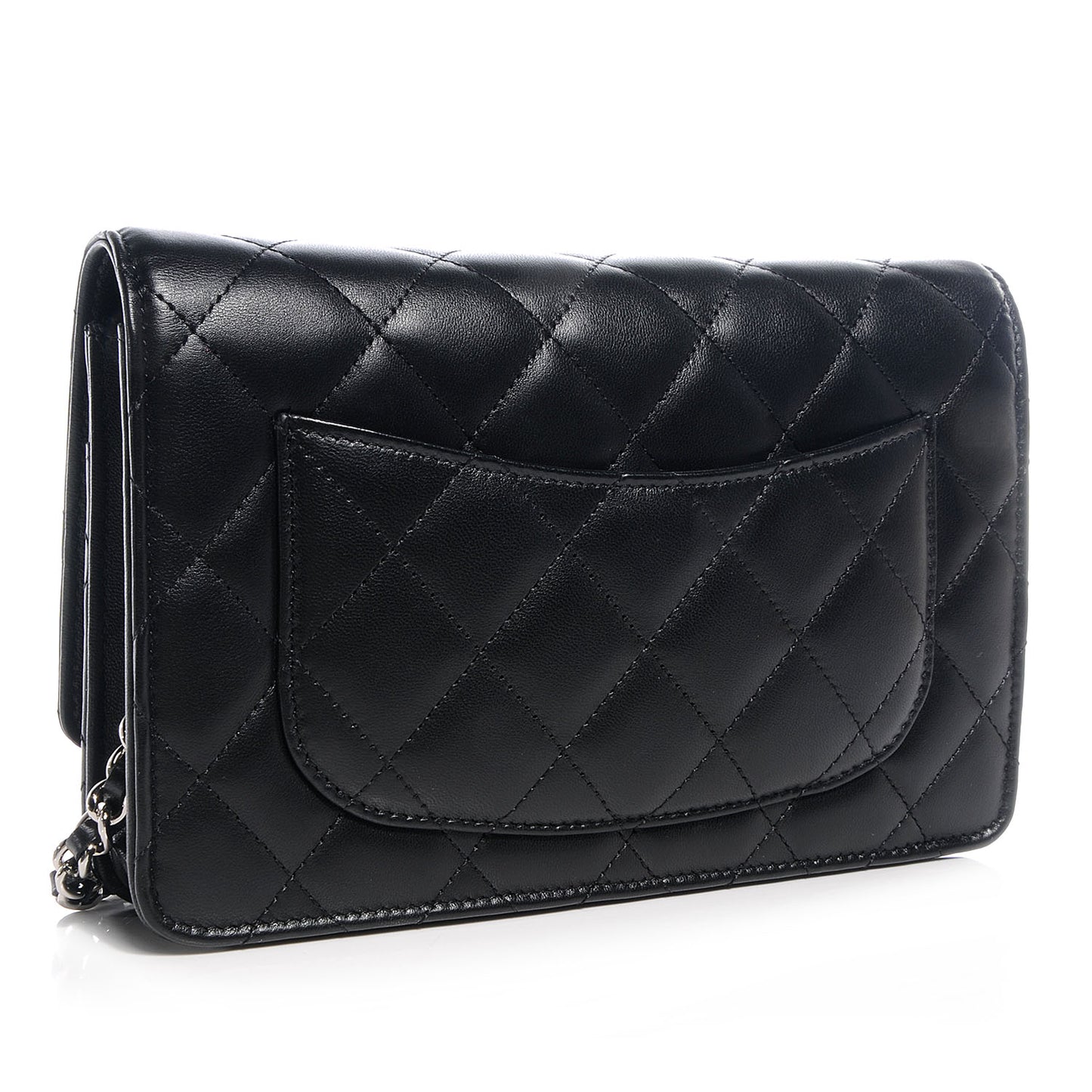 Lambskin Quilted Wallet On Chain WOC Black