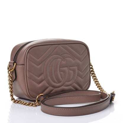 Gucci Calfskin Matelasse Mini GG Marmont Chain Shoulder Bag Porcelain Rose 2 of 4